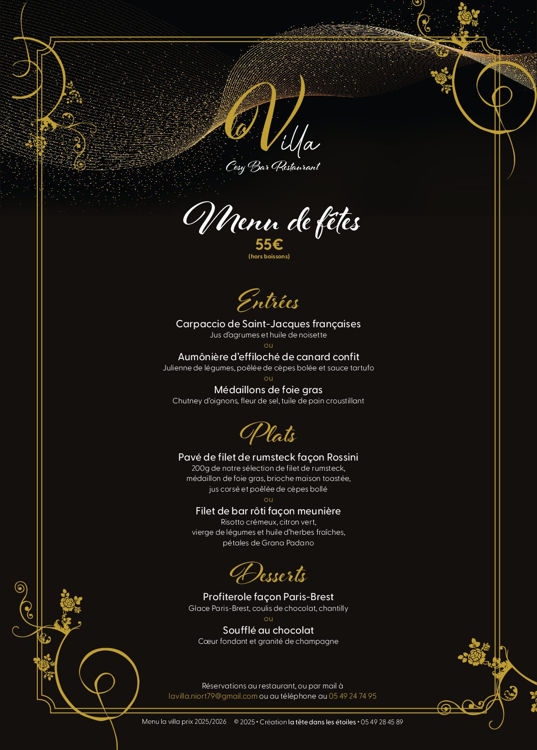 LA VILLA - MENU FÊTE 2025